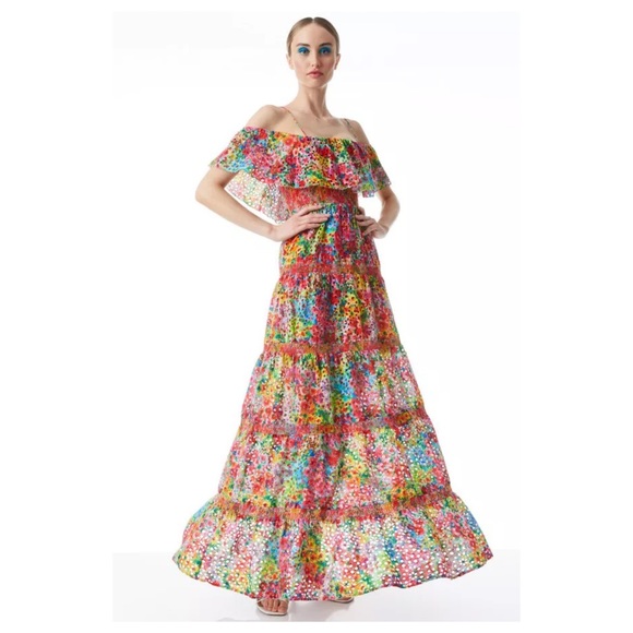 Alice + Olivia Kia Eyelet Cold Shoulder Maxi Dress - Picture 9 of 9